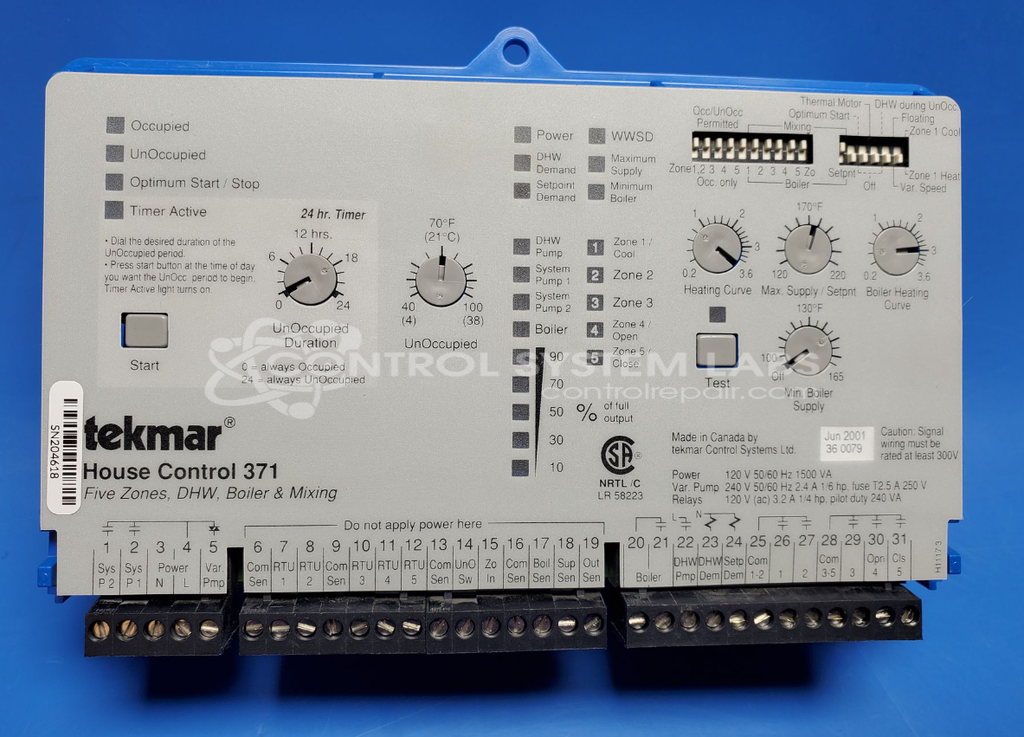 Tekmar 371 House Control - Five Zone, DHW | Control System Labs